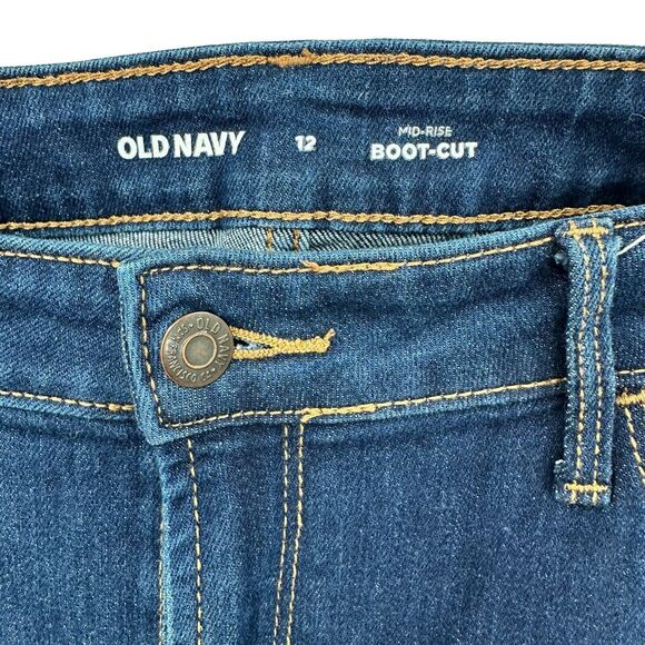 Old Navy Jeans 12 Women's Mid Rise Boot-Cut Dark Wash Stretch - Picture 3 of 5